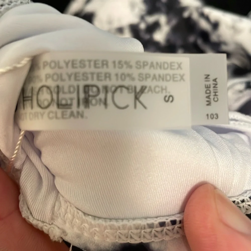 Holipick Women's Black and White Tie-Dye Bikini Top nwt medium